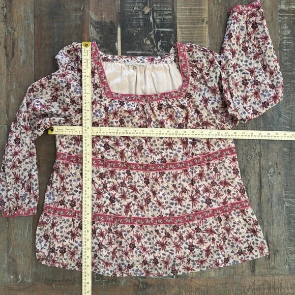 My Danielle Cracker Barrel Wms XL Floral Peasant Blouse Square Neck Tiered Boho - Picture 4 of 10